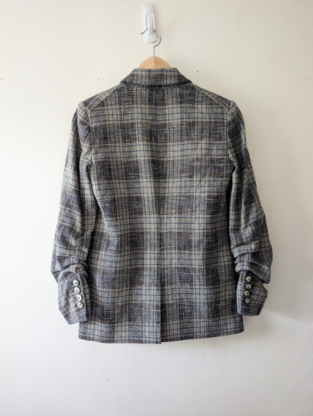 NWOT Veronica Beard Martel Gray Plaid Cotton Dickey Jacket Blazer Size 0 - Picture 7 of 13